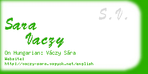 sara vaczy business card